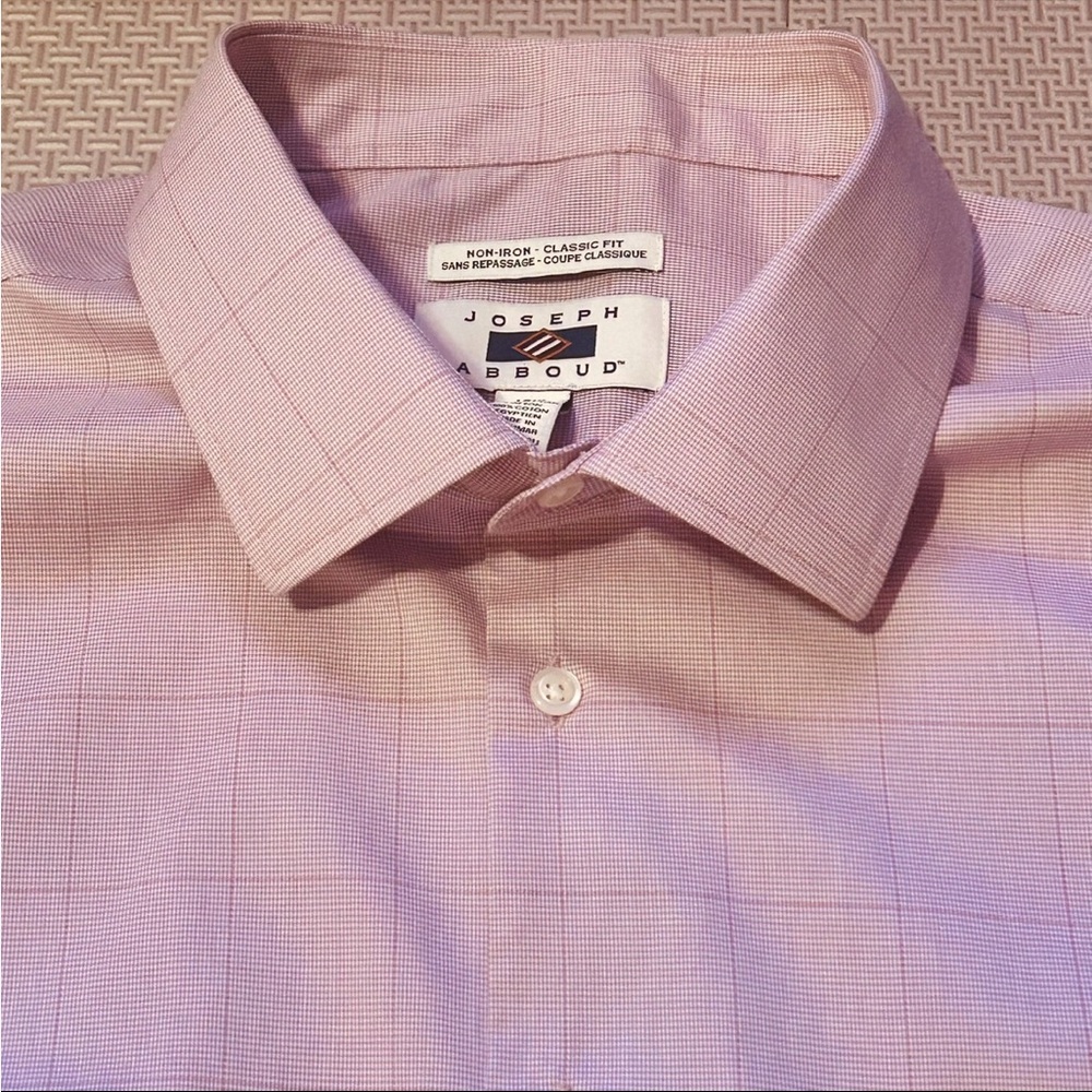 Joseph Abboud Non Iron Classic 100% Egyptian Cotton Pink Checkered Shirt 34/35